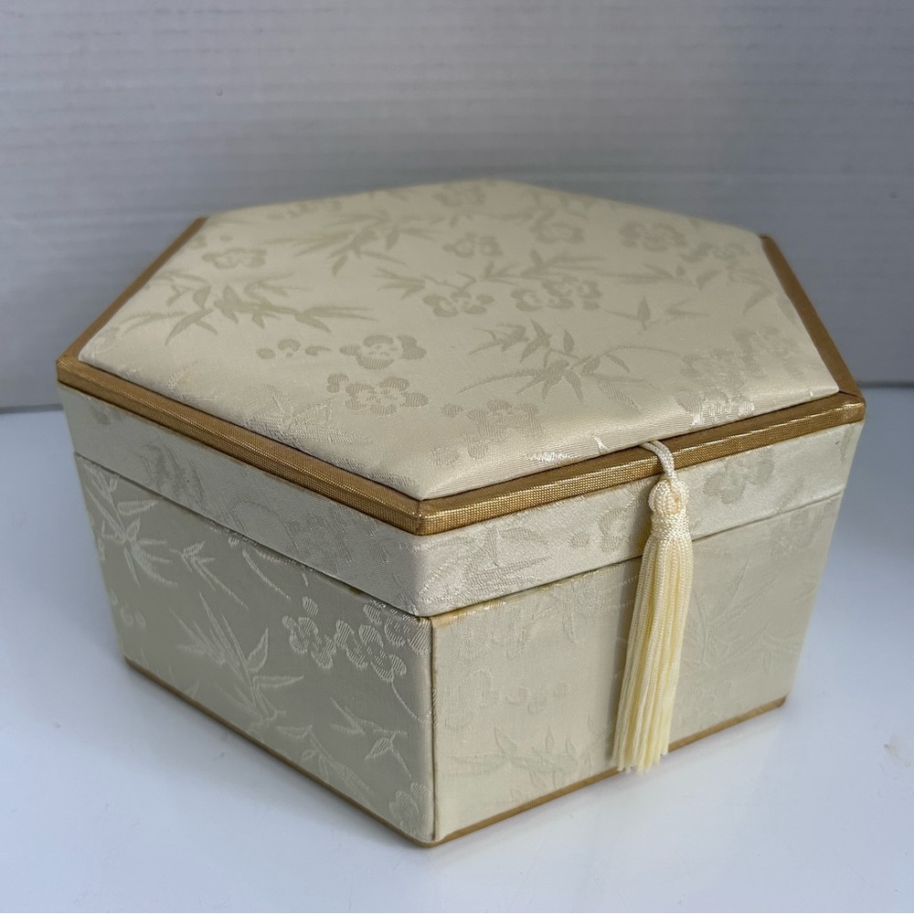 Gold fabric hexagon keepsake box